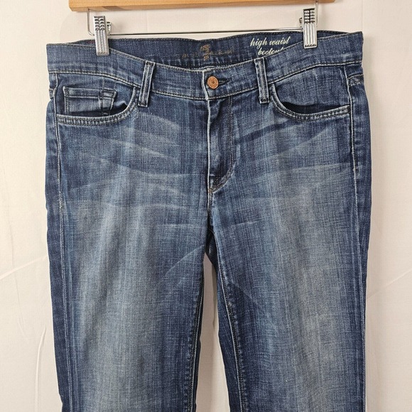 7 For All Mankind Womens Size 30 32x33 High Waist Bootcut Jeans Dark Blue Denim - Picture 3 of 13